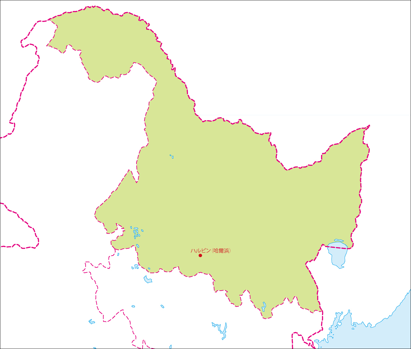 黒竜江省地図(省都あり)のフリーデータの画像