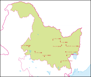 黒竜江省地図(主な都市あり)の小さい画像
