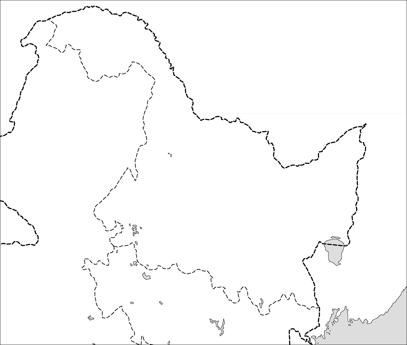 黒竜江省白地図のフリーデータの画像