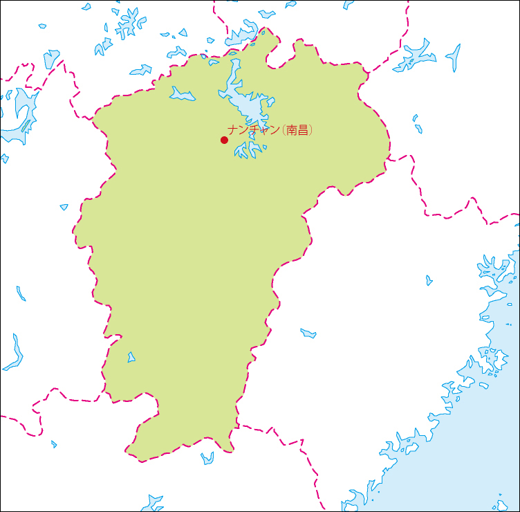 江西省地図(省都あり)のフリーデータの画像