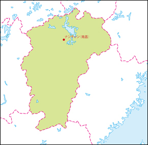 江西省地図(省都あり)の小さい画像