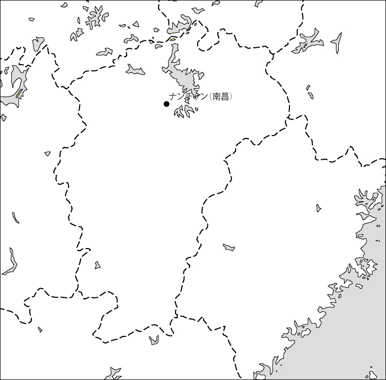 江西省白地図(省都あり)のフリーデータの画像