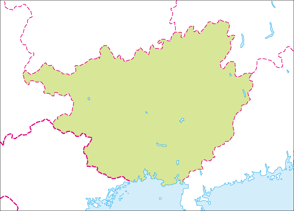 広西チワン族自治区地図のフリーデータの画像