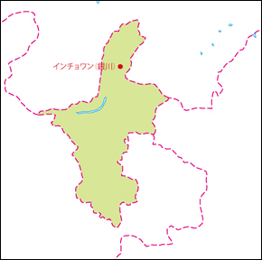 寧夏回族自治区地図(省都あり)の小さい画像