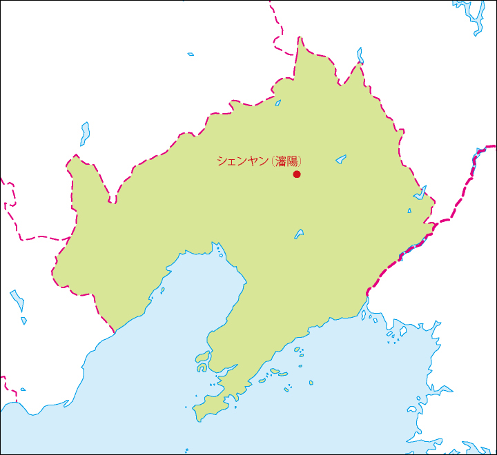遼寧省地図(省都あり)のフリーデータの画像