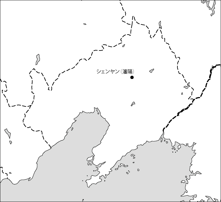 遼寧省白地図(省都あり)のフリーデータの画像