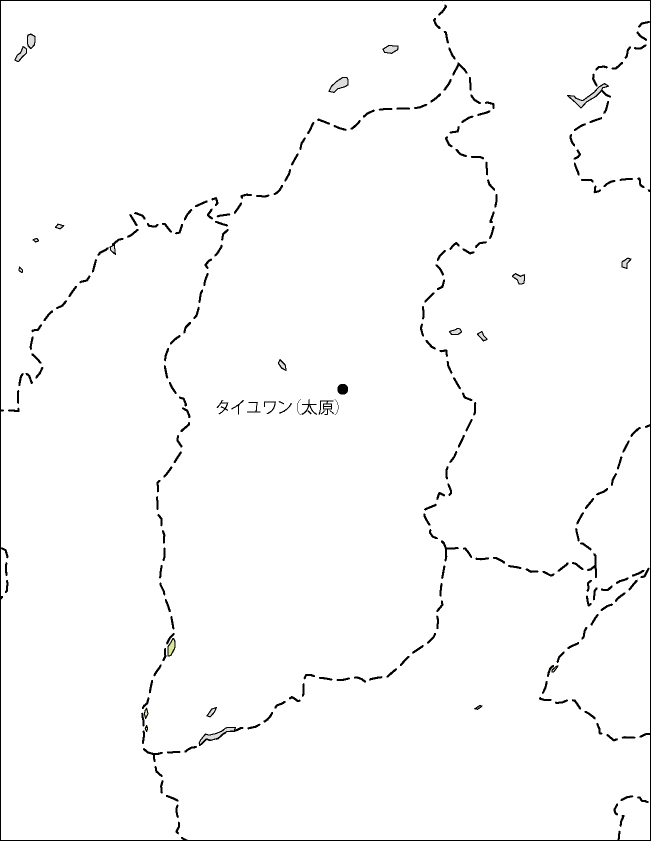 山西省白地図(省都あり)のフリーデータの画像