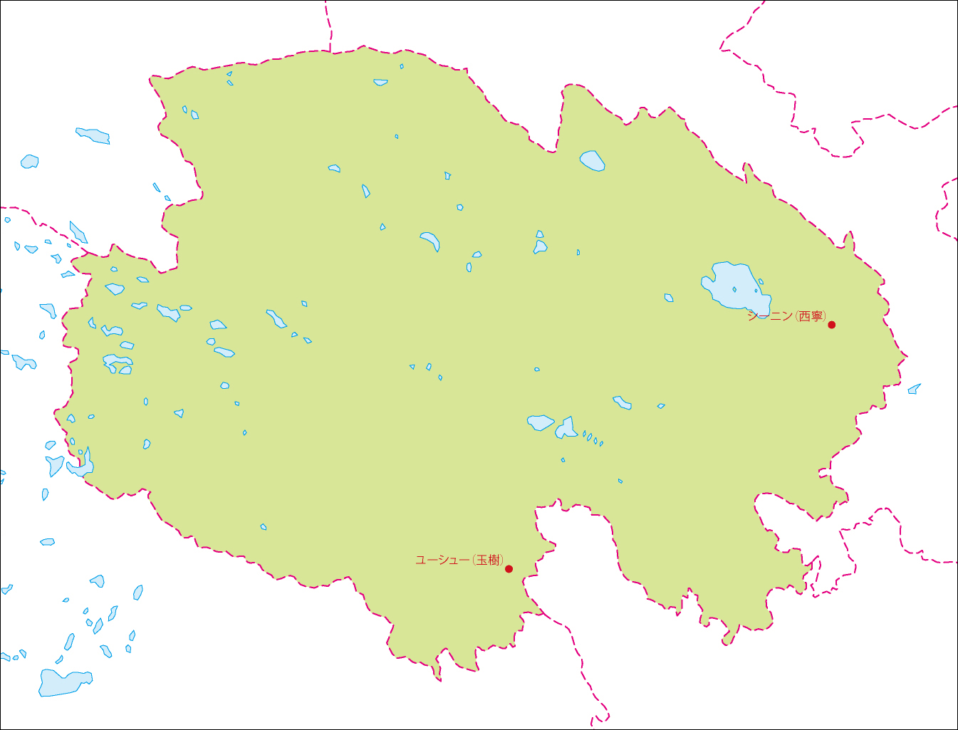 青海省地図(主な都市あり)のフリーデータの画像