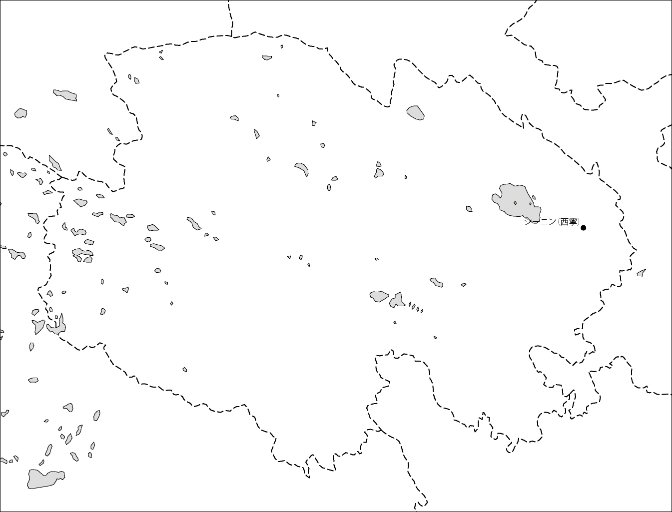 青海省白地図(省都あり)のフリーデータの画像