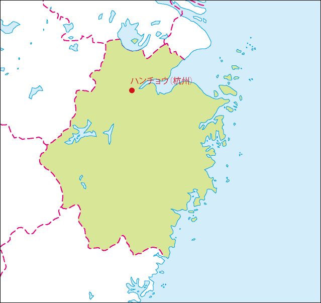 浙江省地図(省都あり)のフリーデータの画像