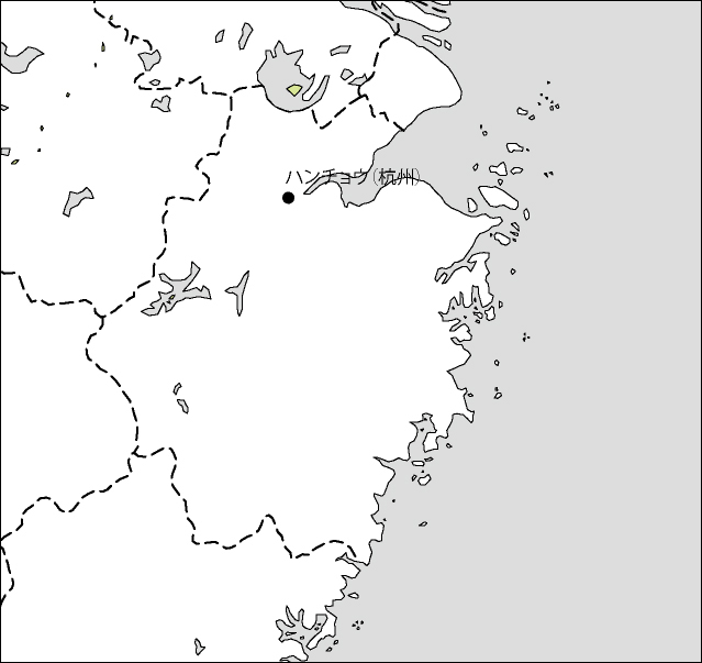 浙江省白地図(省都あり)のフリーデータの画像