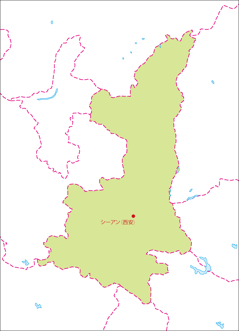 陝西省地図(省都あり)のフリーデータの画像