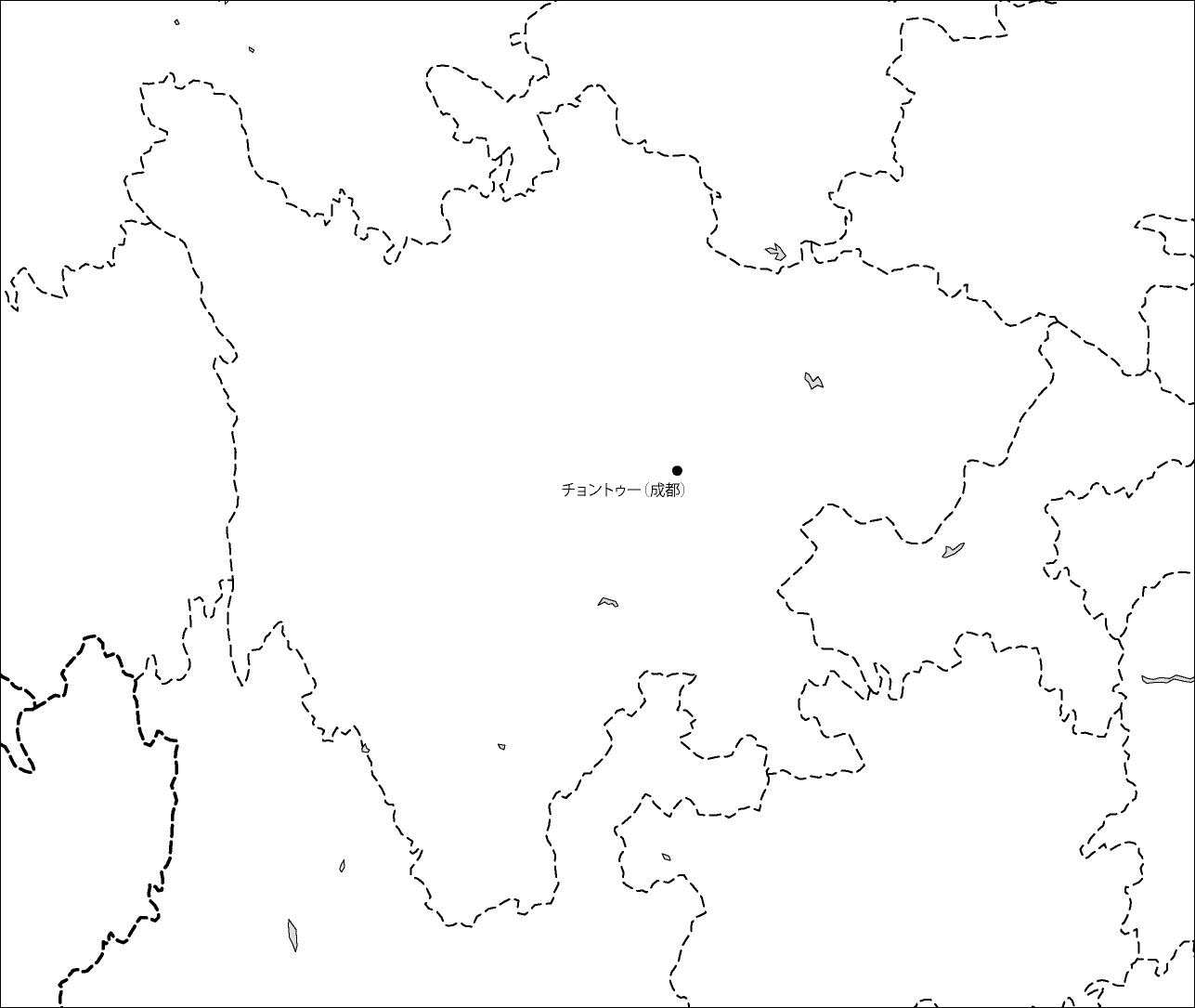 四川省白地図(省都あり)のフリーデータの画像