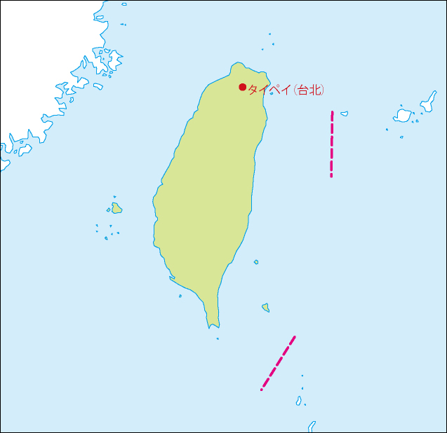 台湾地図(省都あり)のフリーデータの画像