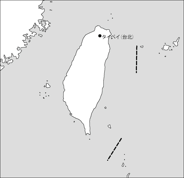 台湾白地図(省都あり)のフリーデータの画像