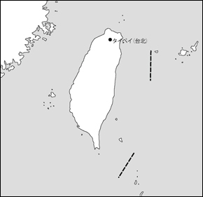 台湾白地図(省都あり)の小さい画像