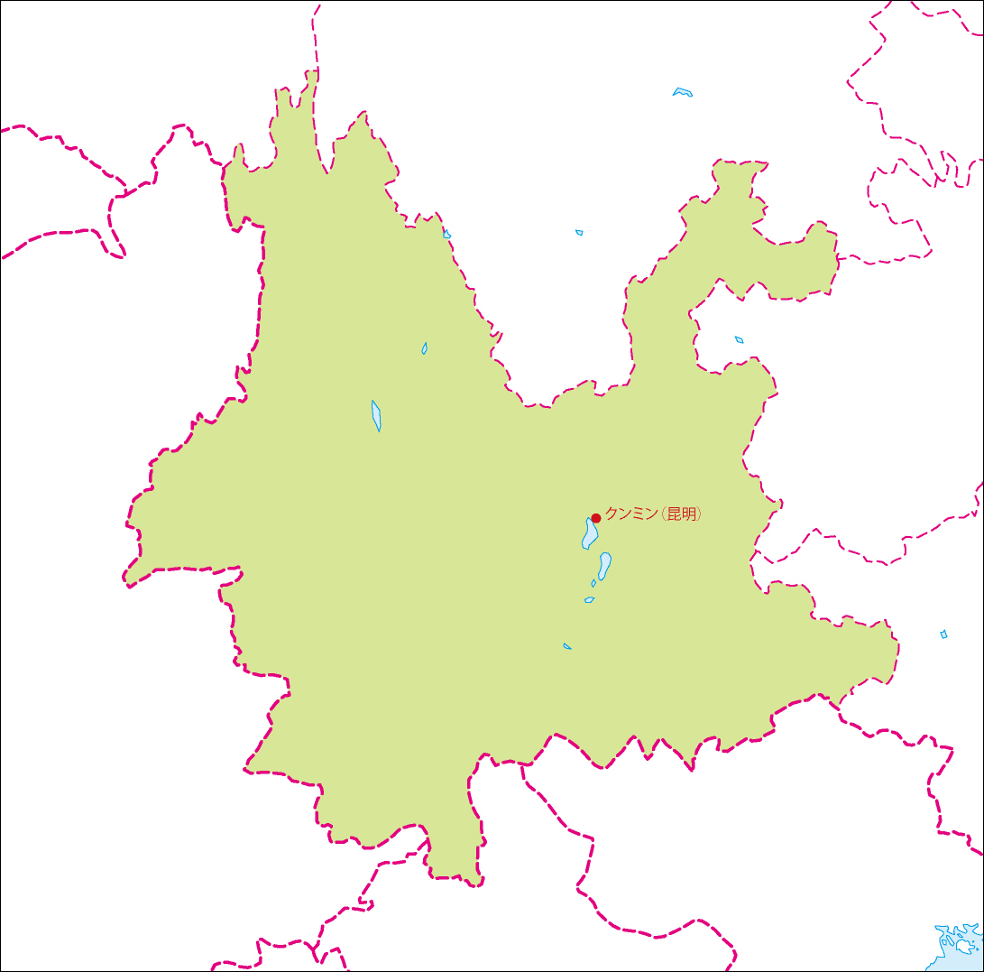 雲南省地図(省都あり)のフリーデータの画像