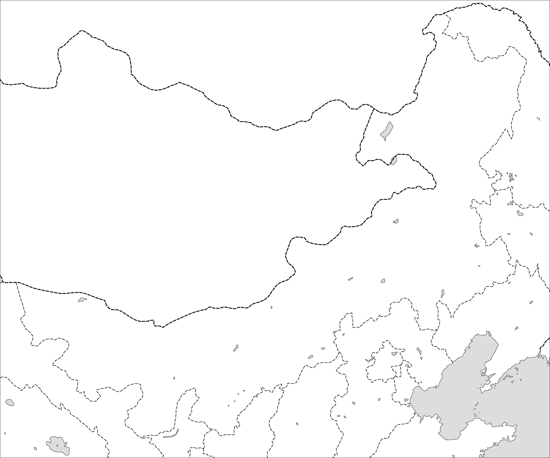中国の地図 白地図 内モンゴル自治区の地図