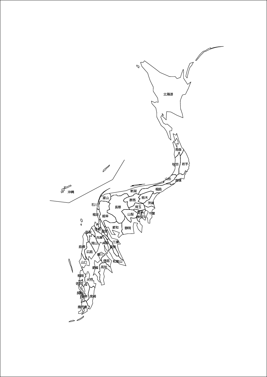 デザイン日本地図27 白地図