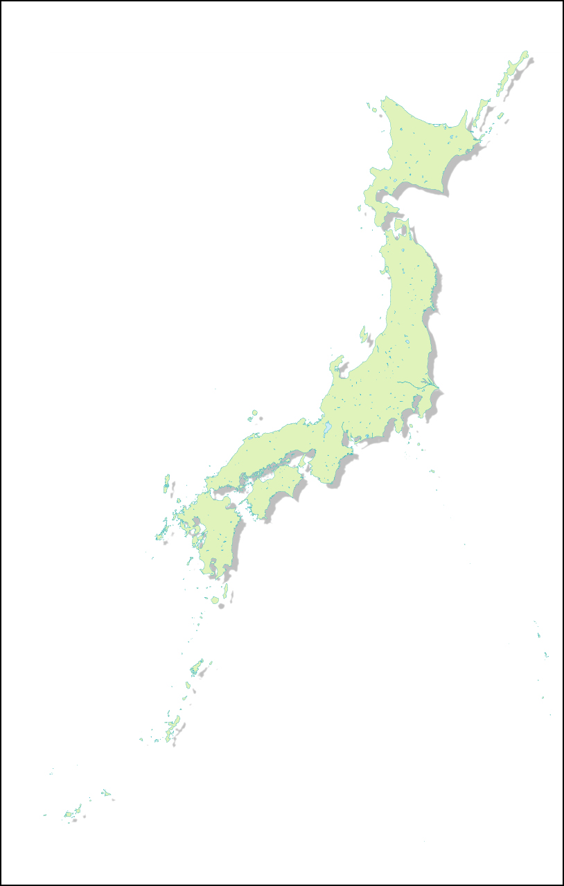 日本地図影付き(県境なし)のフリー画像