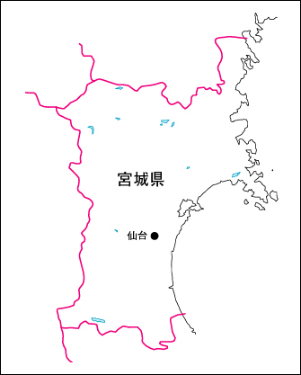 宮城県の地図 白地図
