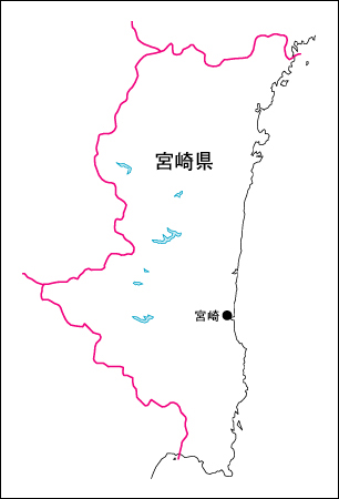 宮崎県の地図 白地図