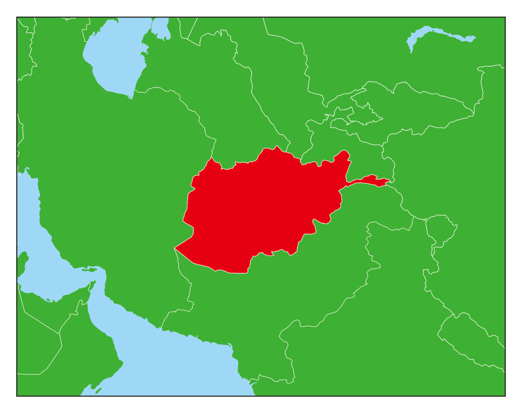 アフガニスタンのフリー素材地図 世界地図