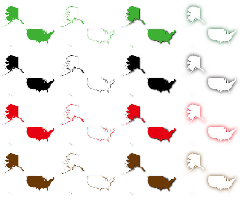 アメリカ合衆国のフリー素材地図 世界地図