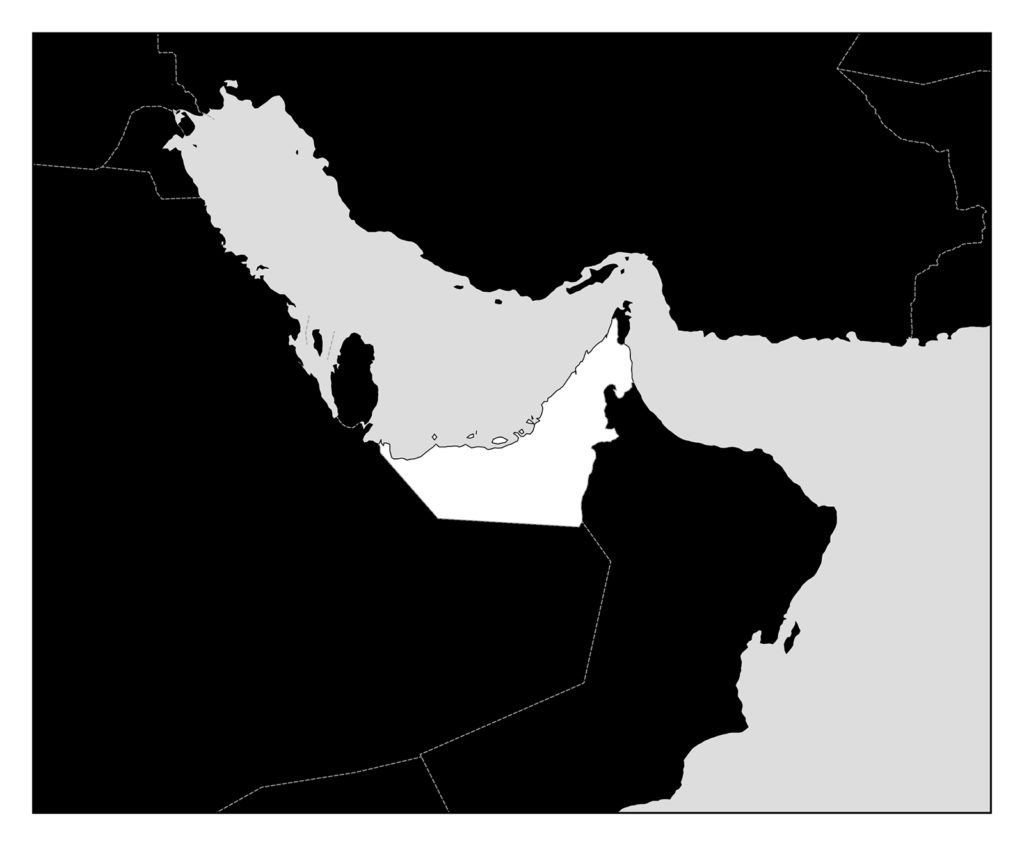 アラブ首長国連邦のフリー素材地図 世界地図