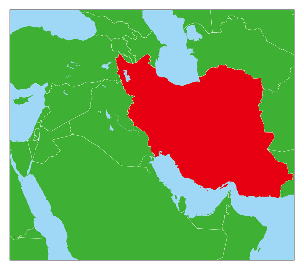 イランのフリー素材地図 世界地図
