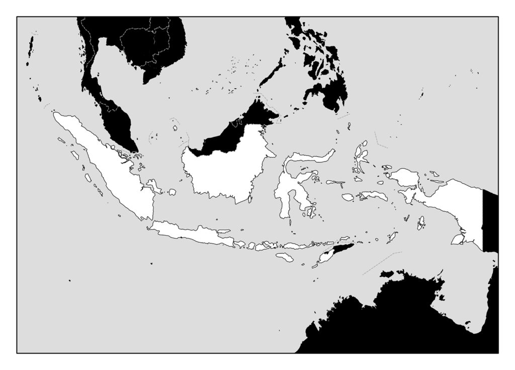 インドネシアのフリー素材地図 世界地図