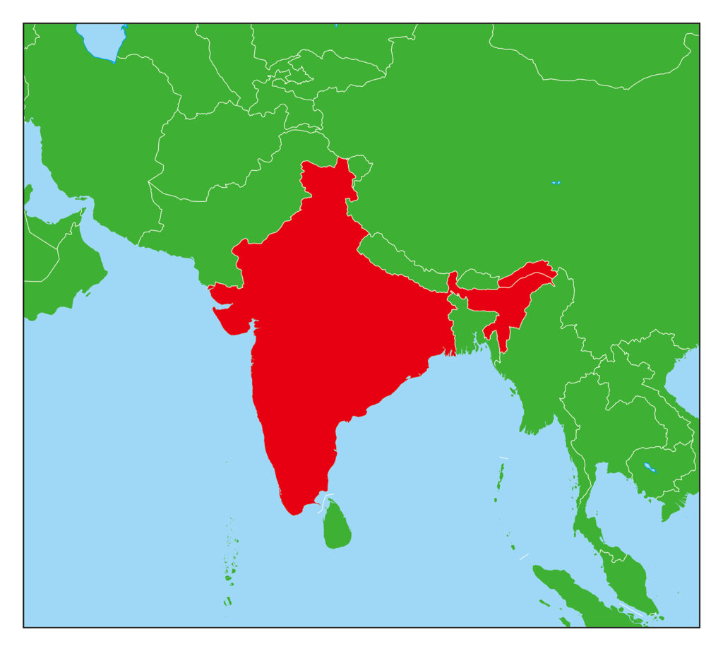 インドのフリー素材地図 世界地図