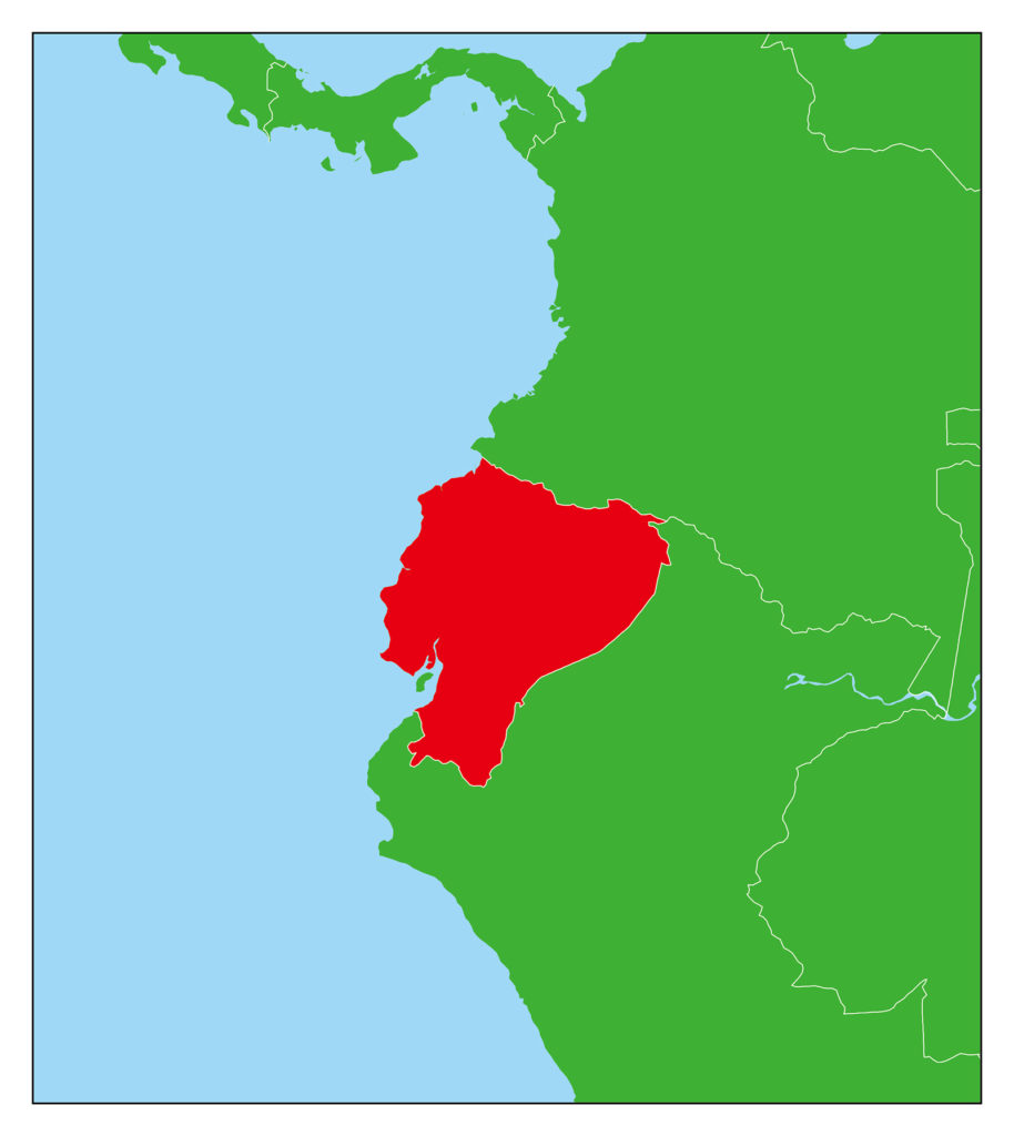 エクアドルのフリー素材地図 世界地図