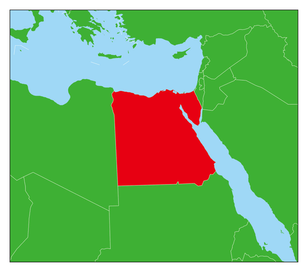 エジプトのフリー素材地図 世界地図