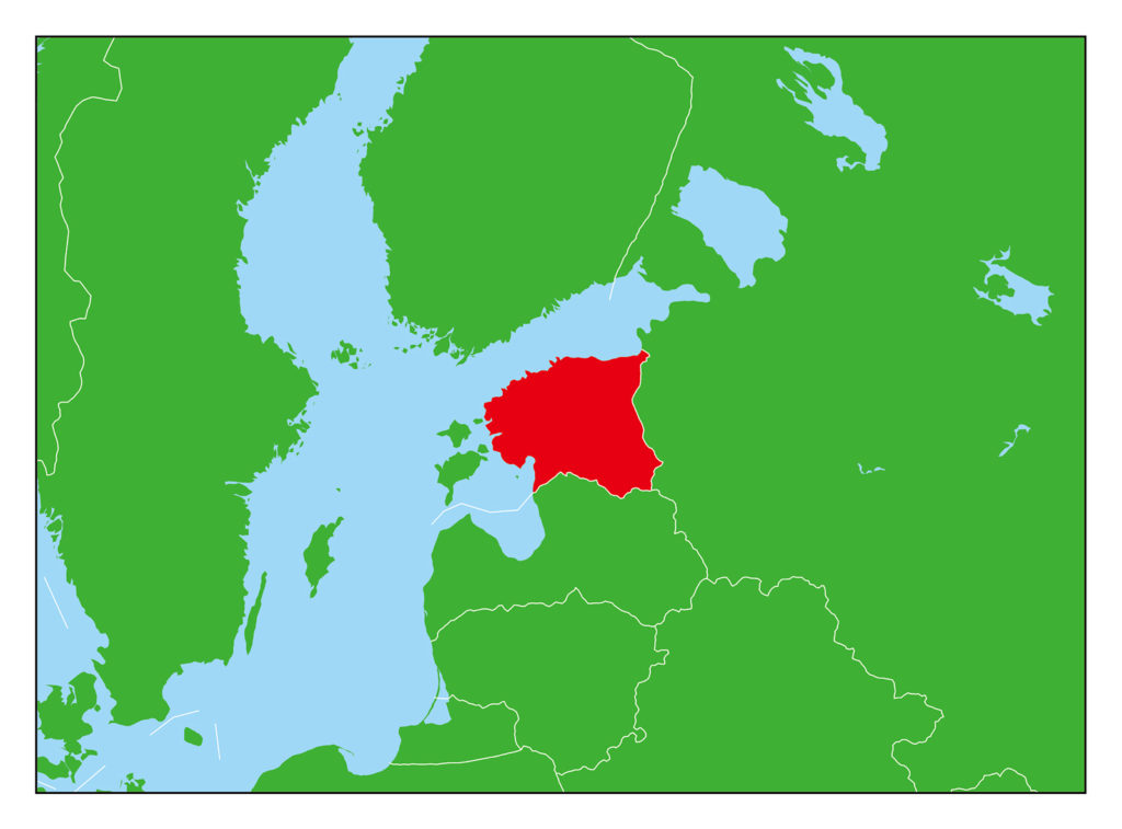 エストニアのフリー素材地図 世界地図
