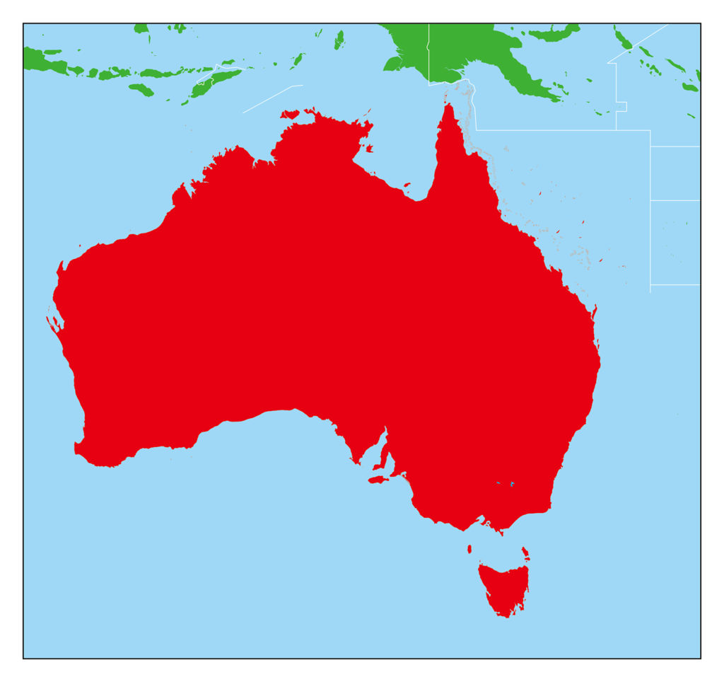 オーストラリアのフリー素材地図 世界地図