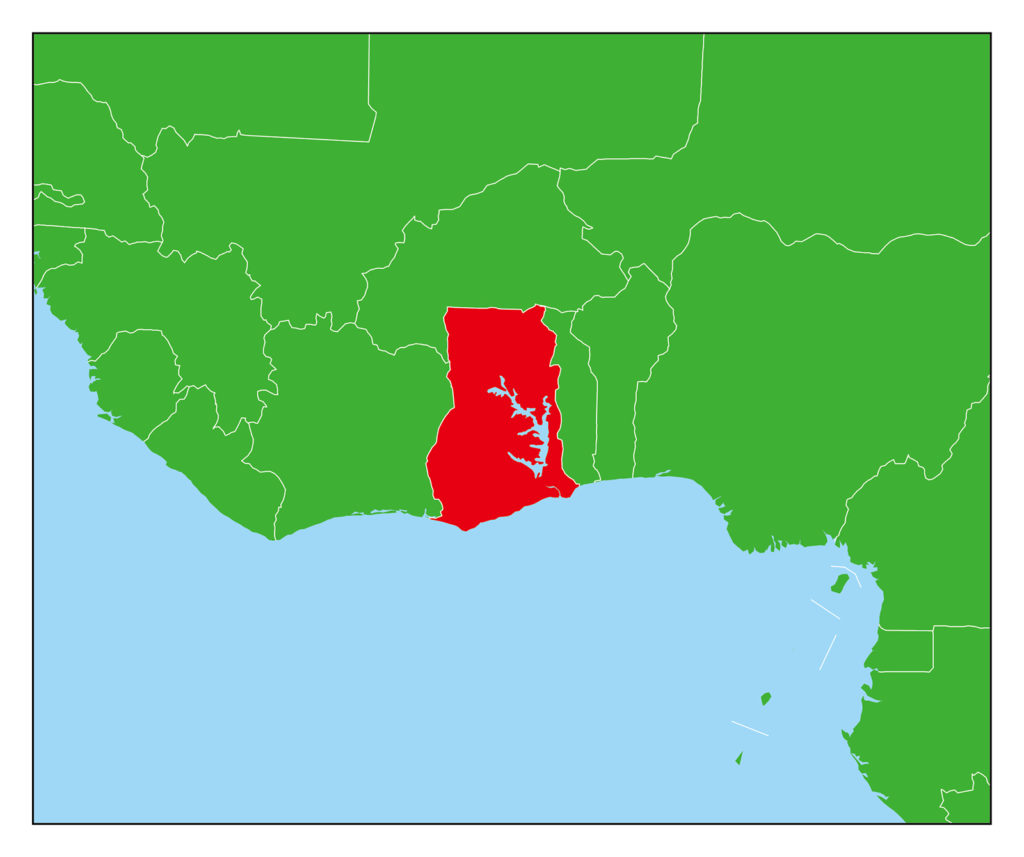 ガーナのフリー素材地図 世界地図