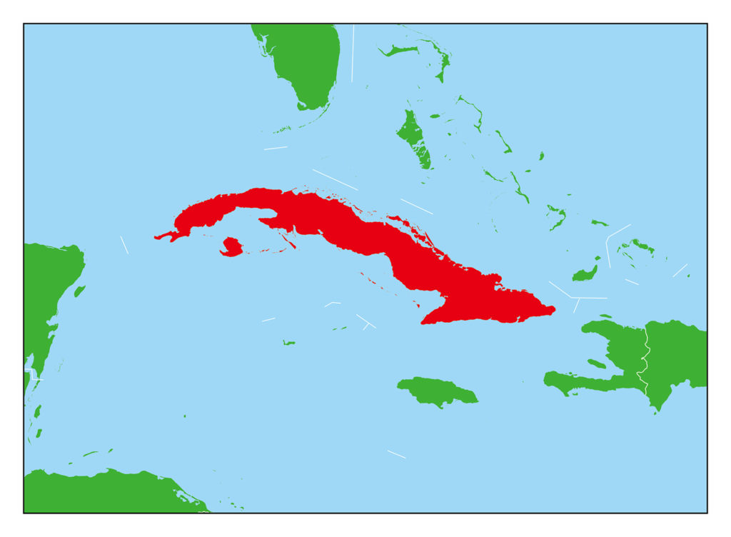 キューバのフリー素材地図 世界地図