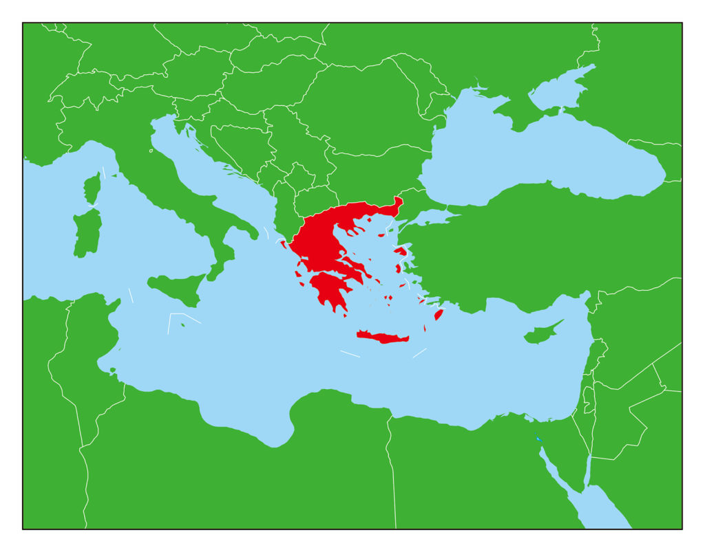 ギリシャのフリー素材地図 世界地図