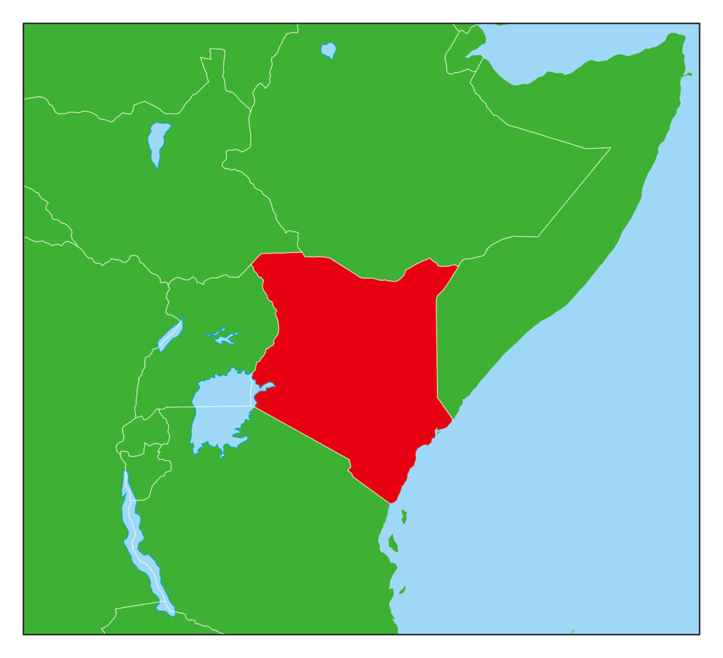 ケニアのフリー素材地図 世界地図