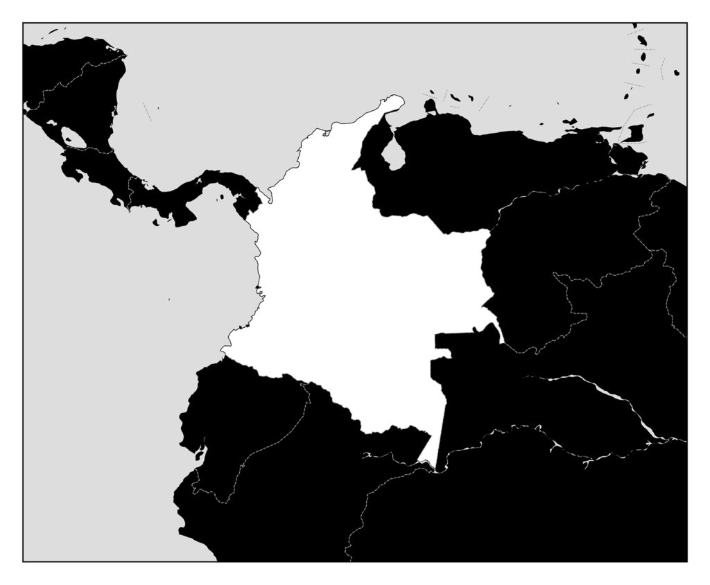 コロンビアのフリー素材地図 世界地図
