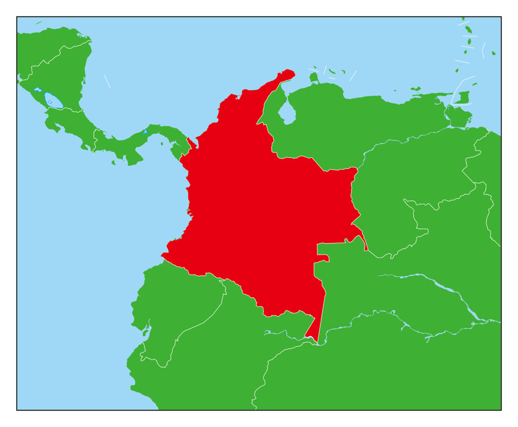 コロンビアのフリー素材地図 世界地図