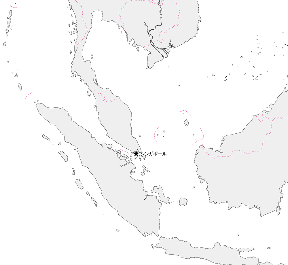 シンガポールの白地図 世界地図