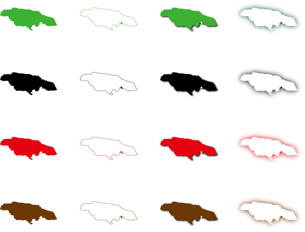 ジャマイカのフリー素材地図 世界地図