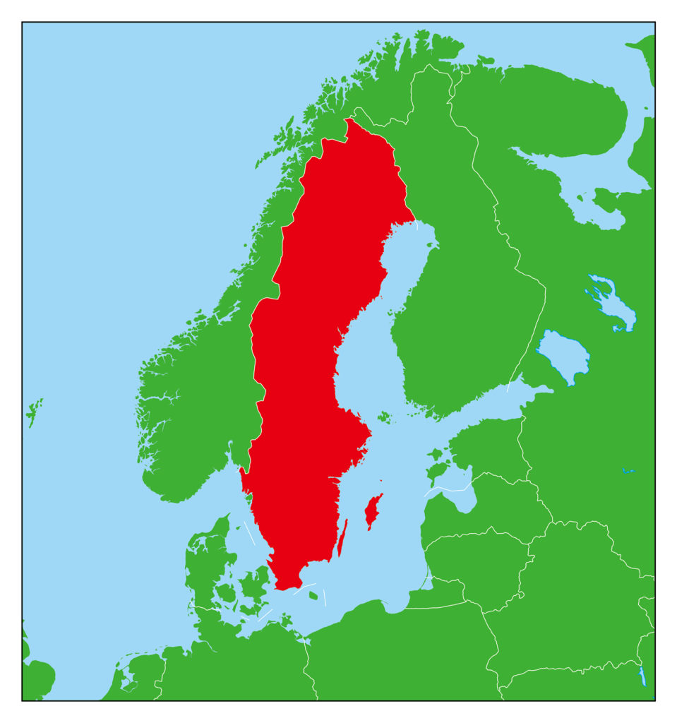 スウェーデンのフリー素材地図 世界地図