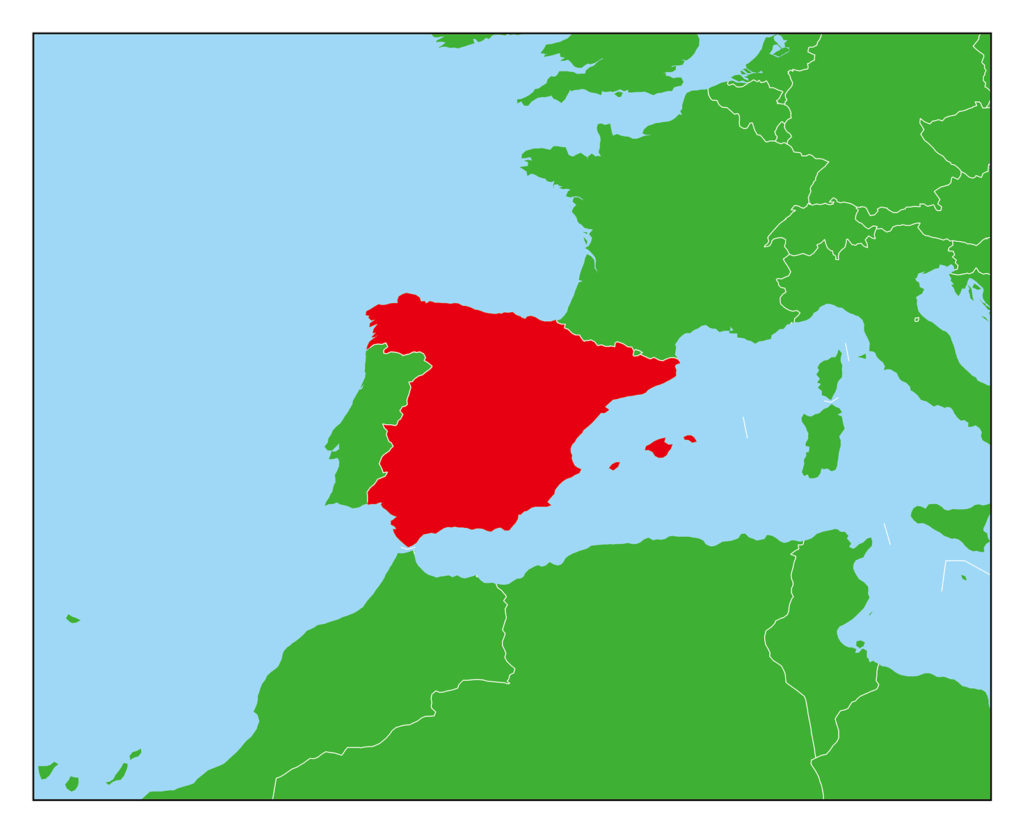 スペインのフリー素材地図 世界地図