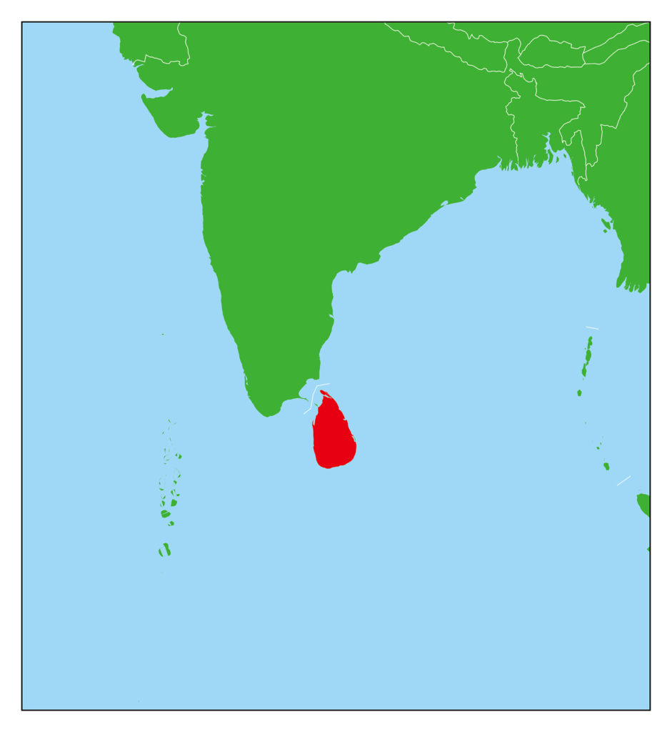 スリランカのフリー素材地図 世界地図