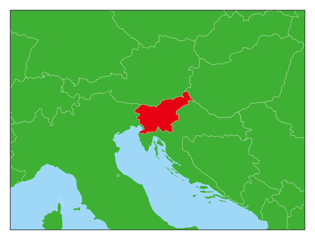 スロベニアのフリー素材地図 世界地図
