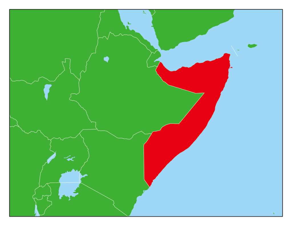 ソマリアのフリー素材地図 世界地図