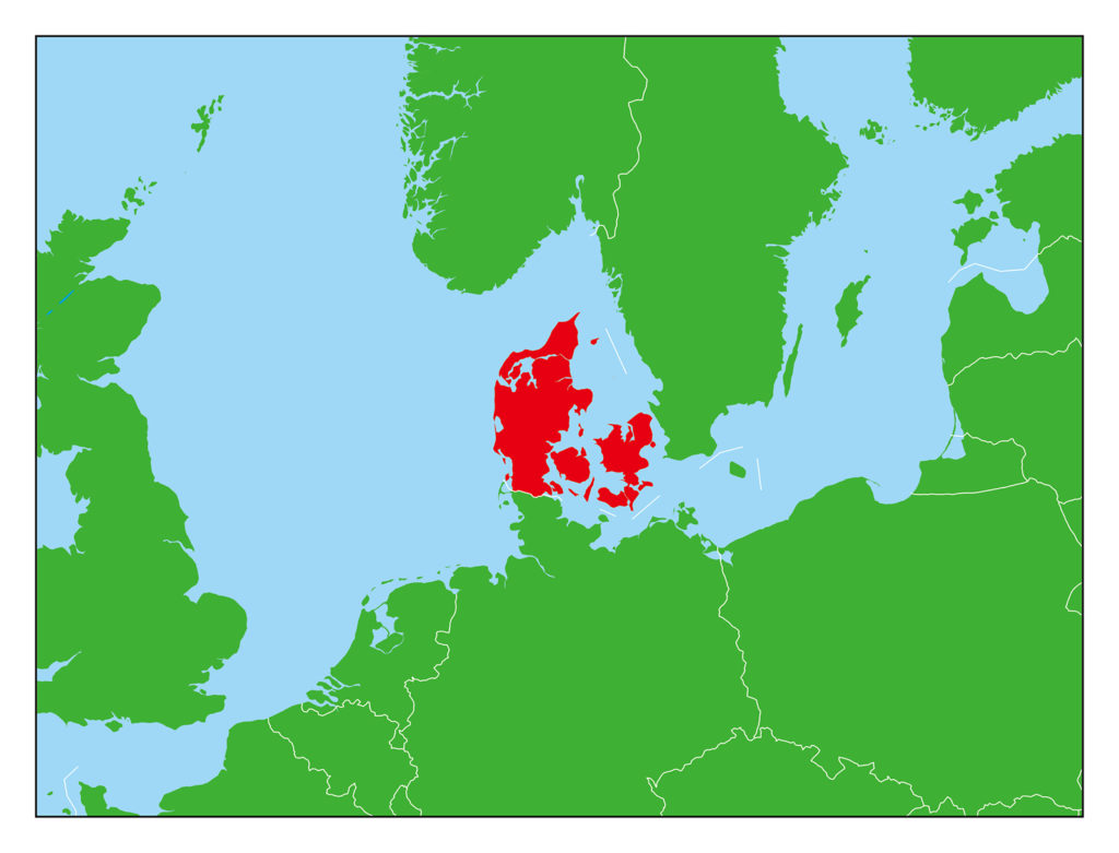 デンマークのフリー素材地図 世界地図